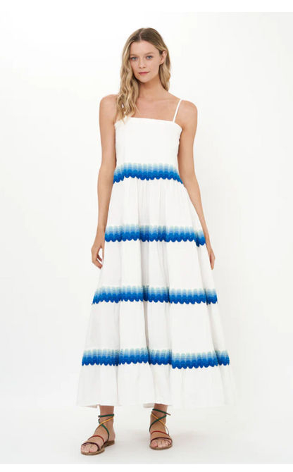 Smocked Back Maxi- Pacifica Blue