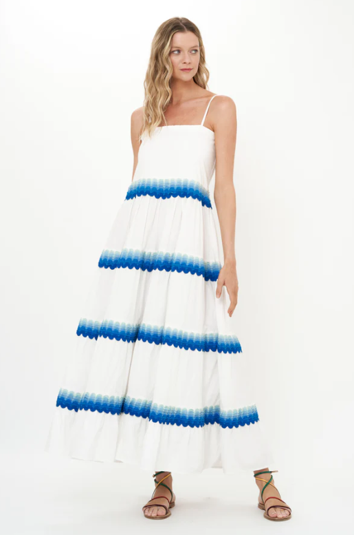 Smocked Back Maxi- Pacifica Blue