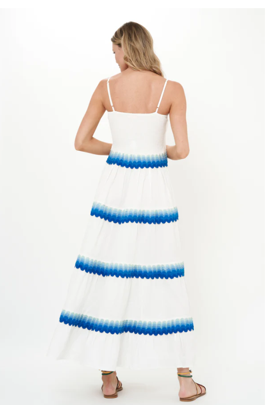 Smocked Back Maxi- Pacifica Blue