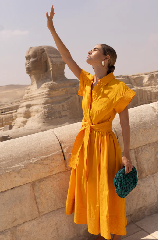 Tuki Marigold Belted Shirt Dress
