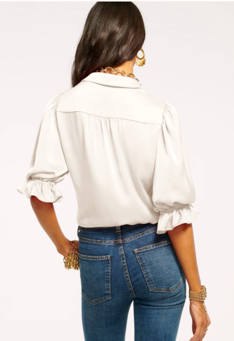Dina Button Down Bodysuit Ivory