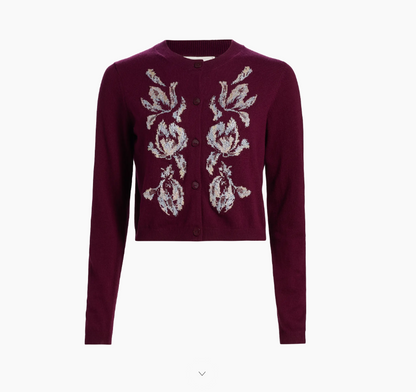 Multi Tulip Cardigan Deep Plum