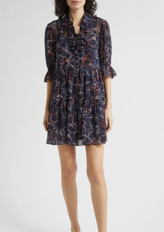 Malva Floral Linework Reanna Dress
