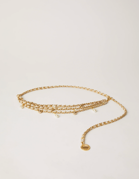 Madelyn Bone Gold Chain Belt