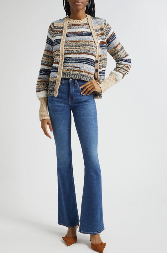 Cecily Mixed Stripe Cotton Cardigan