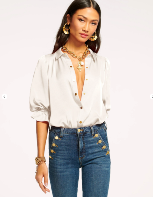 Dina Button Down Bodysuit Ivory