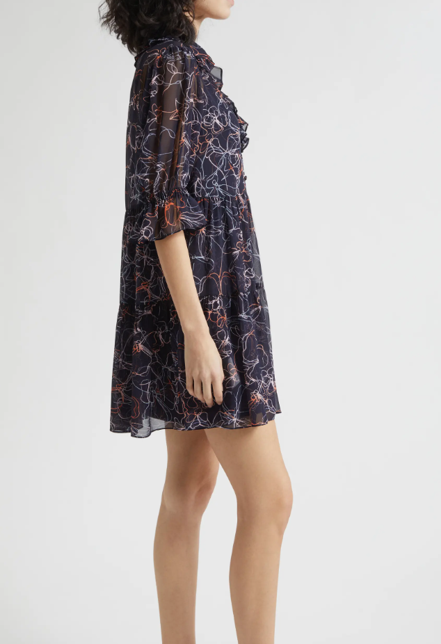 Malva Floral Linework Reanna Dress