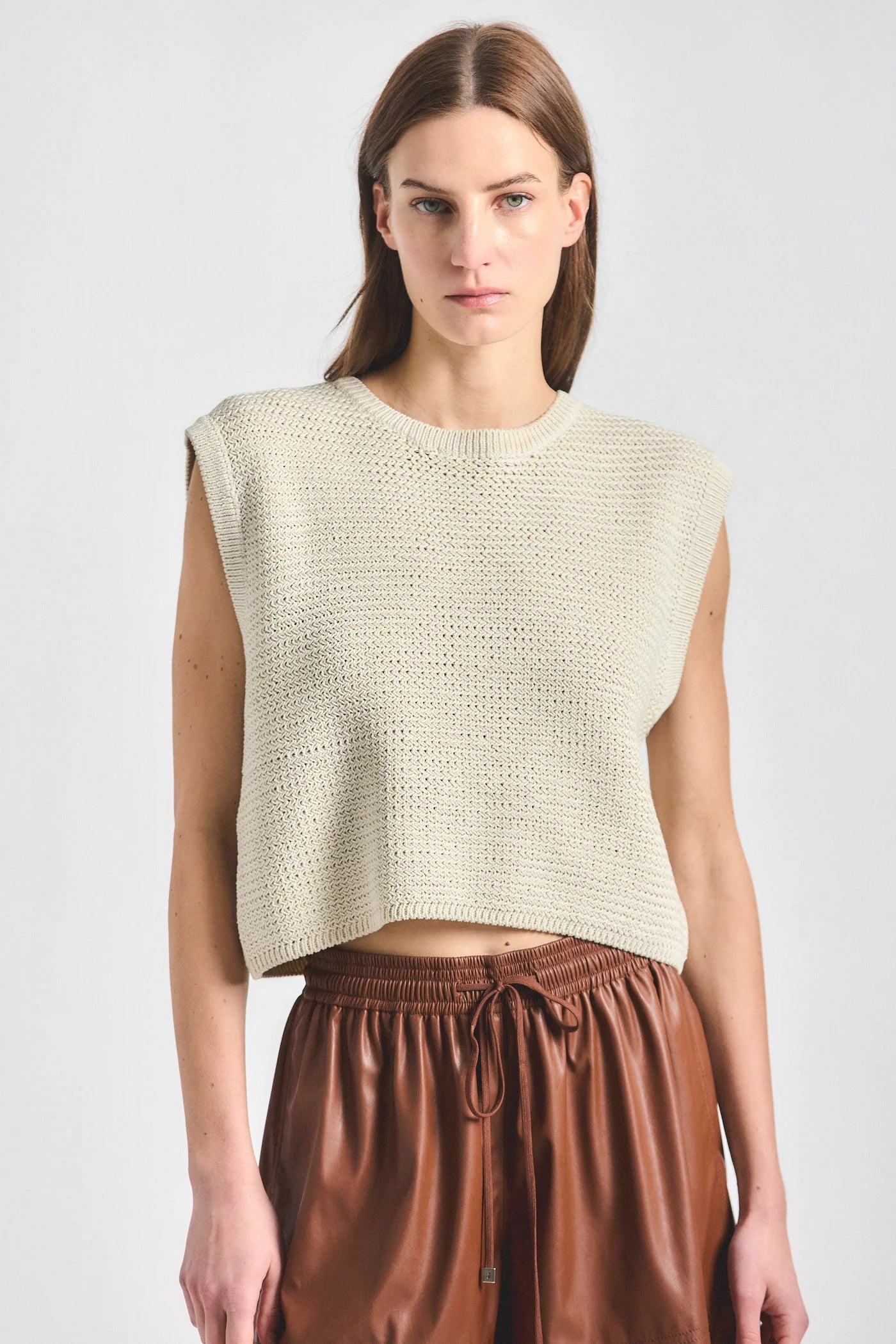 Louise Faux Leather Short - Cappucino