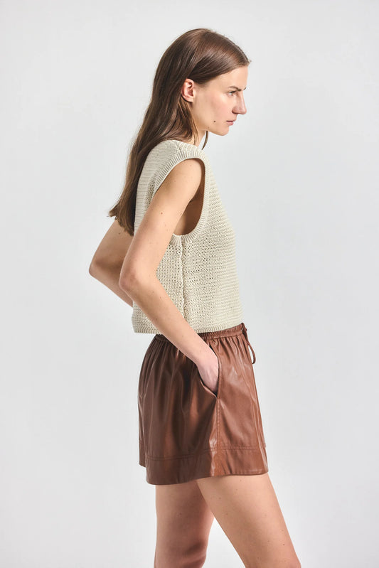 Louise Faux Leather Short - Cappucino