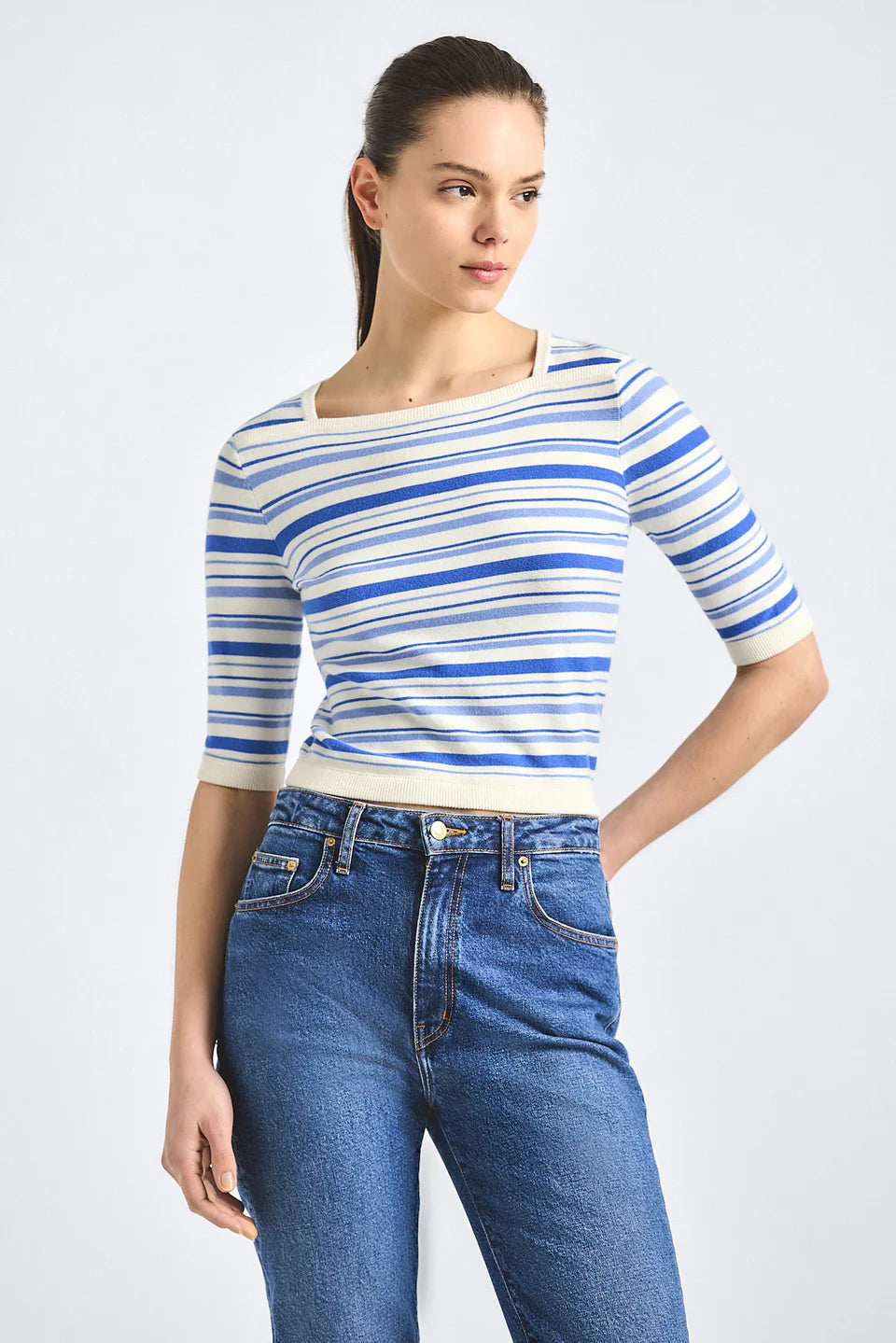 Andora Striped Boatneck Sweater