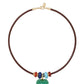Green Leather Stone Slider Necklace