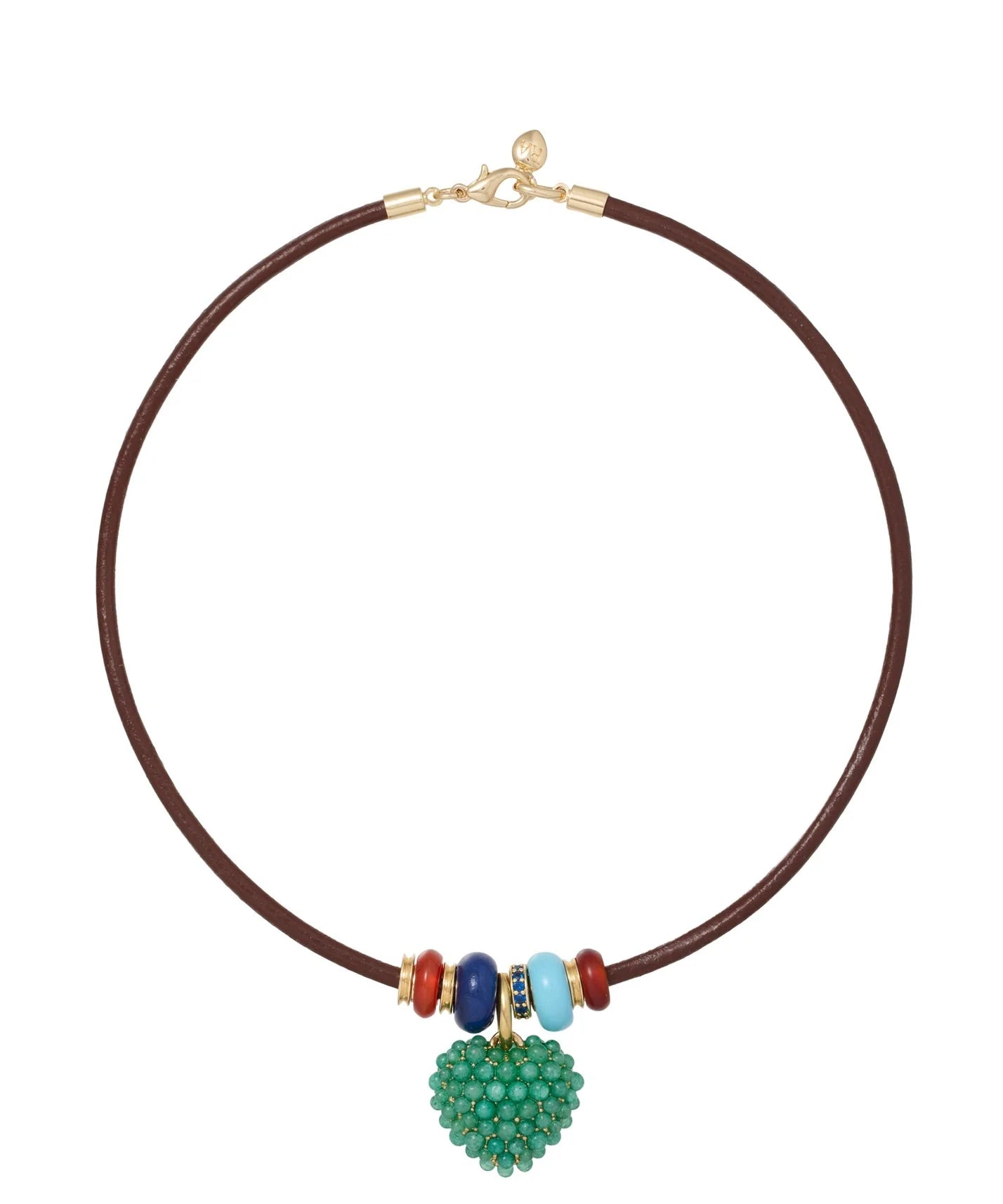 Green Leather Stone Slider Necklace