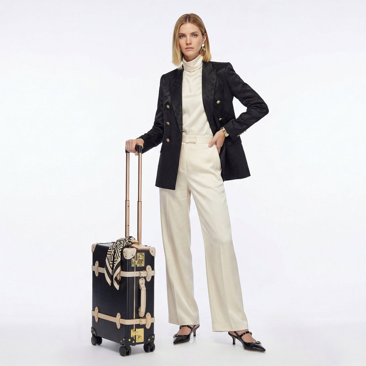 Black Starlet Carry-On Spinner, angled view