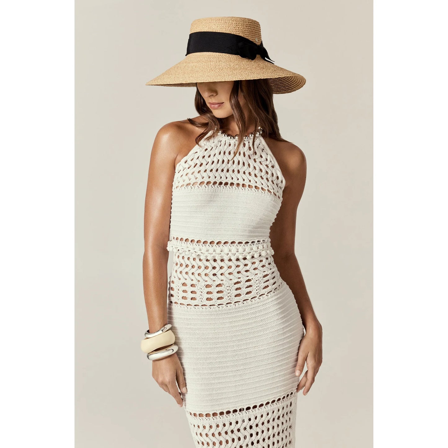Black Tilly Raffia Braid Sun Hat