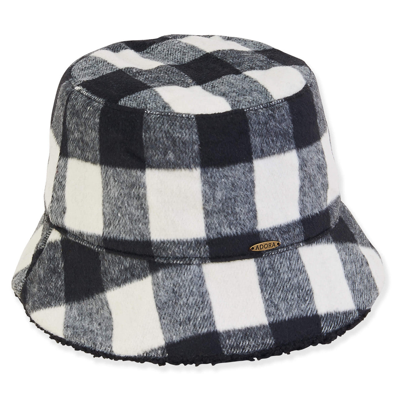Women'S Fashion Fabric Plaid Plush Lining Bucket Ad1492