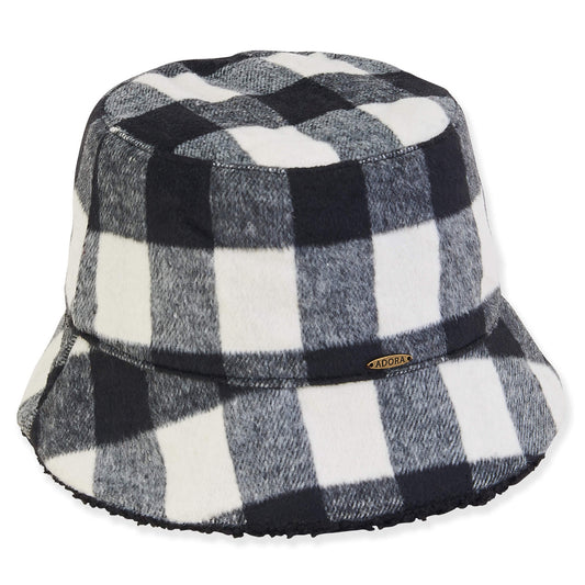 Women'S Fashion Fabric Plaid Plush Lining Bucket Ad1492
