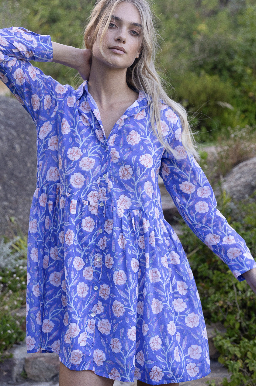 Long Sleeve Shirt Dress Mini, Amalfi Peri