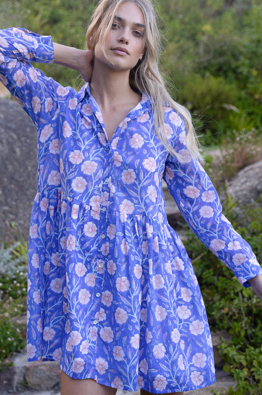 Long Sleeve Shirt Dress Mini, Amalfi Peri