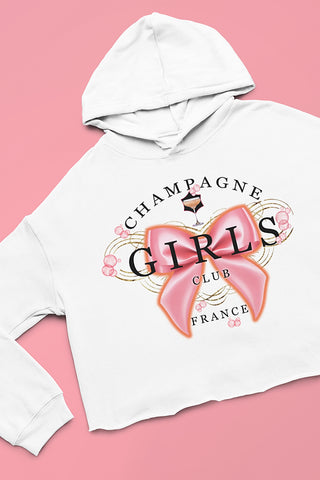 Champagne Bow Cropped Hoodie