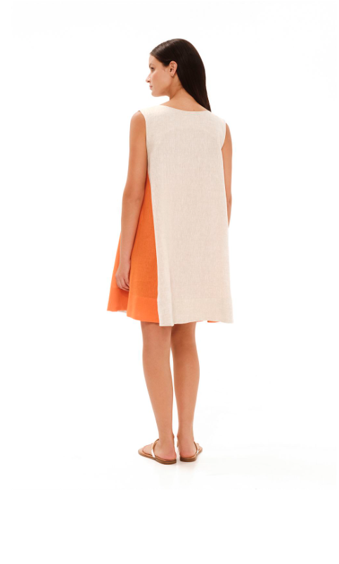 A Line Cami Linen Dress with Color Block Panels The Augusta Clothing Company A Line Cami Linen Dress with Color Block Panels The Augusta Clothing Company