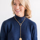 Gold Lariat W/ Coint Pendant Necklace