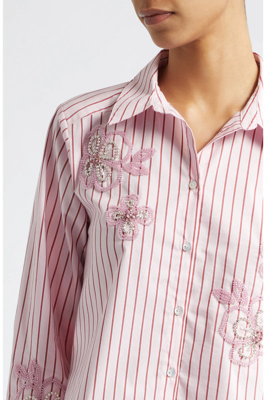 Beaded Rose Stripe Selinda Top