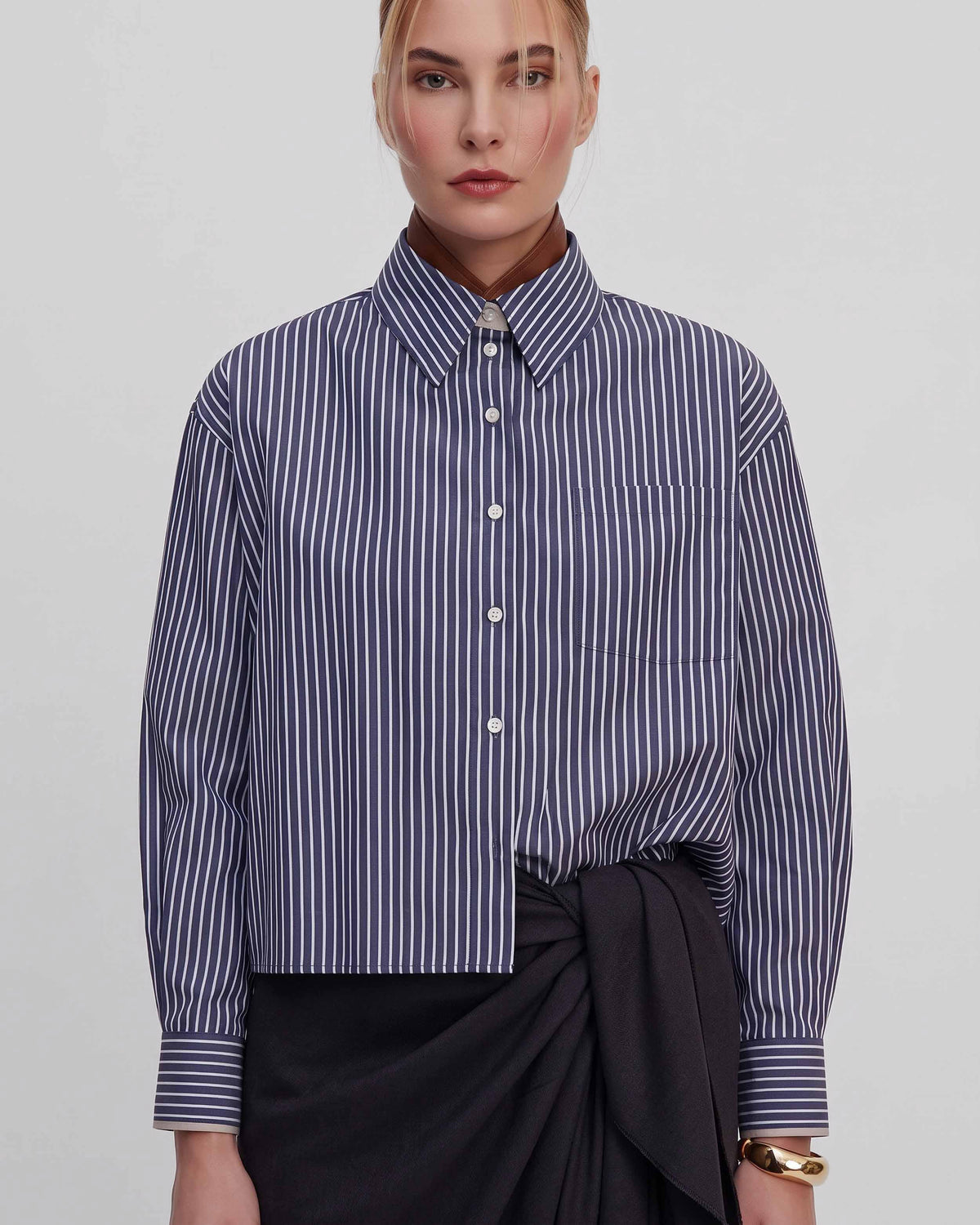 Ink Blue Echo Cropped Shirt