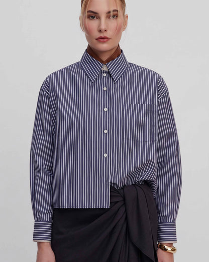 Ink Blue Echo Cropped Shirt