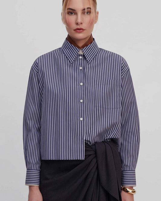 Ink Blue Echo Cropped Shirt