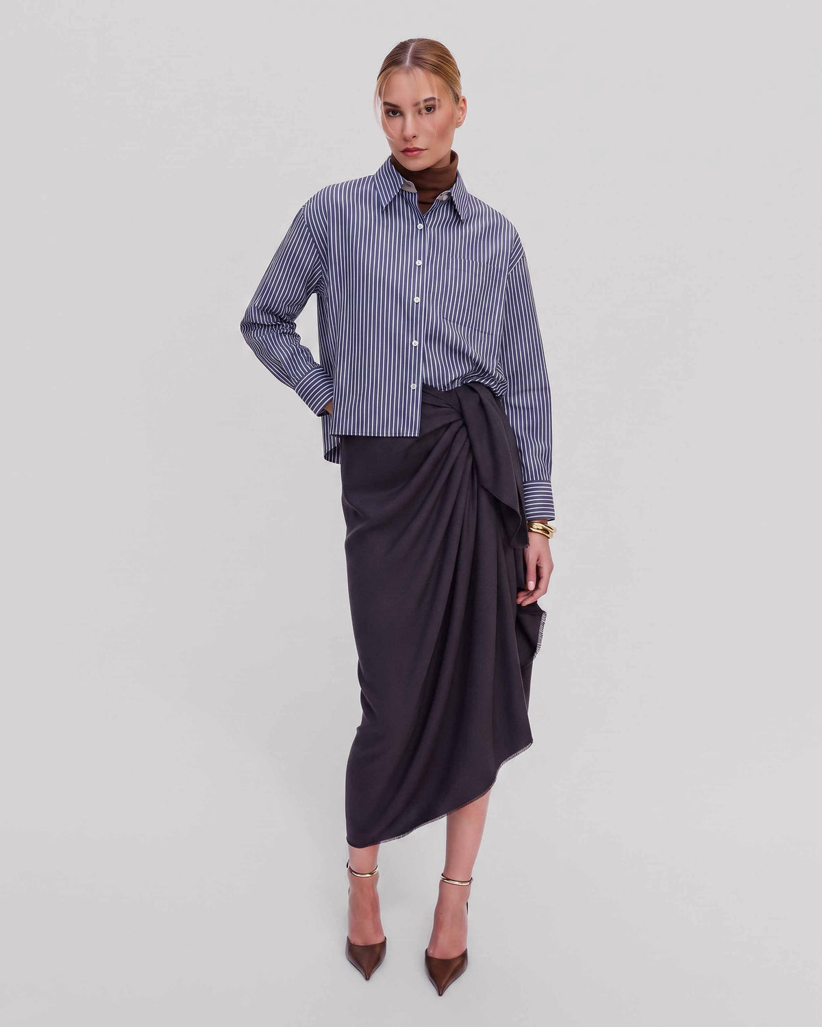 Ink Blue Echo Cropped Shirt
