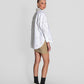 White Echo Stripe Crystal Boyfriend Shirt