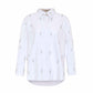 White Echo Stripe Crystal Boyfriend Shirt