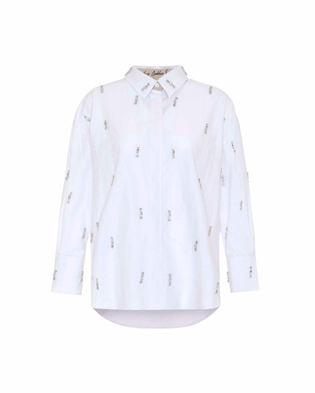 White Echo Stripe Crystal Boyfriend Shirt