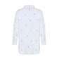 White Echo Stripe Crystal Boyfriend Shirt