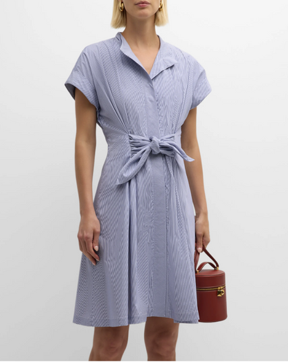 Rocky Striped Tie-Waist Cotton Shirtdress