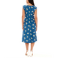 Printed A Line Midi Linen Blend Dress Aetherial Blue