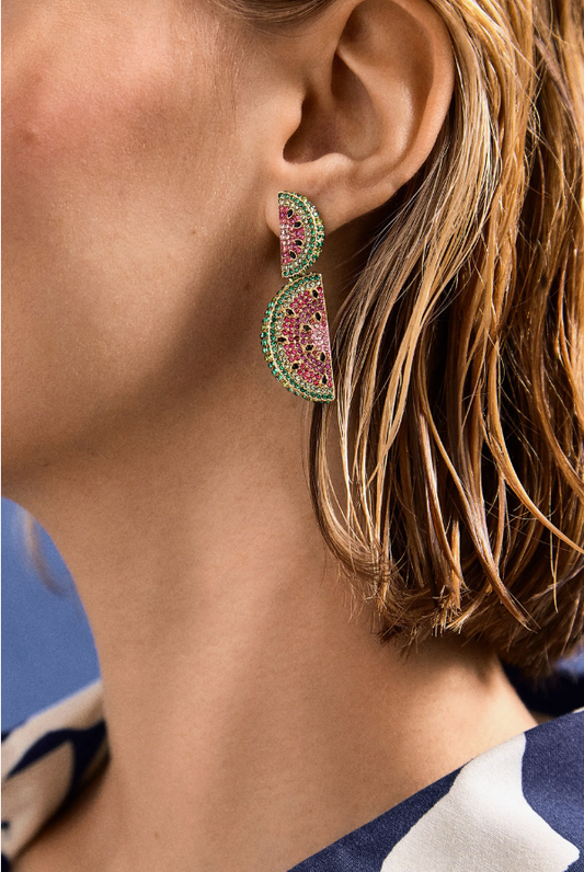 One in a Melon Pavé Drop Statement Earrings