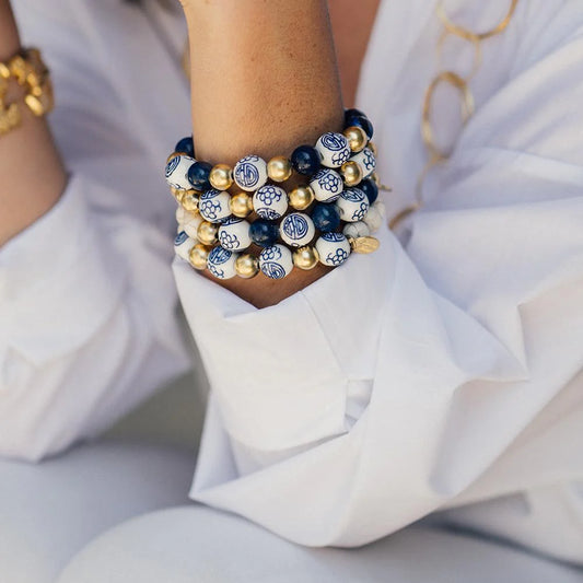 Blue & White Lapis Stretch Bracelet