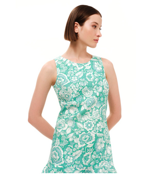 Printed Tank Dress With Ruffle Hem Floral Green