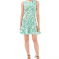 Printed Tank Dress With Ruffle Hem Floral Green