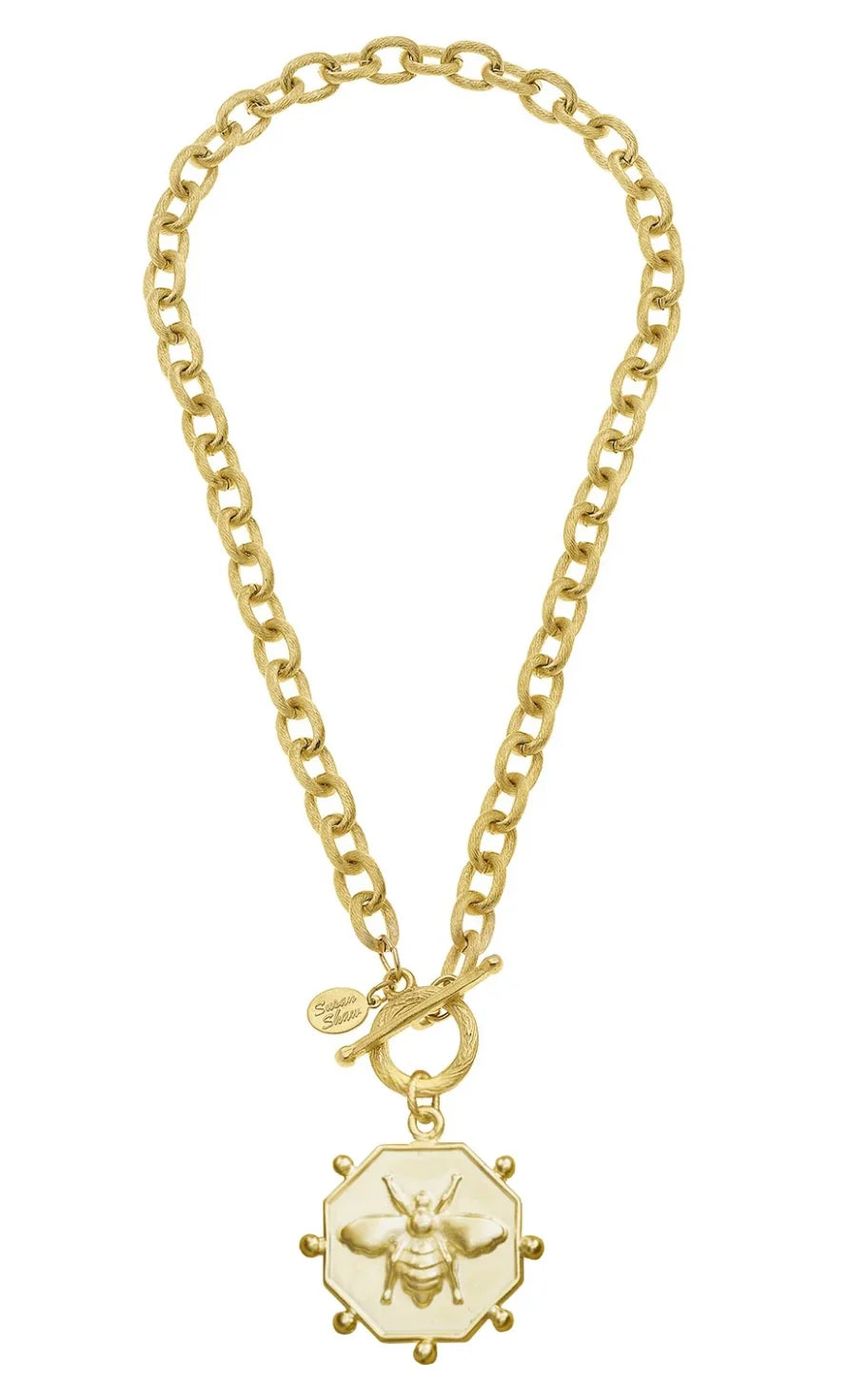 Gold Hexagon Bee Toggle Necklace