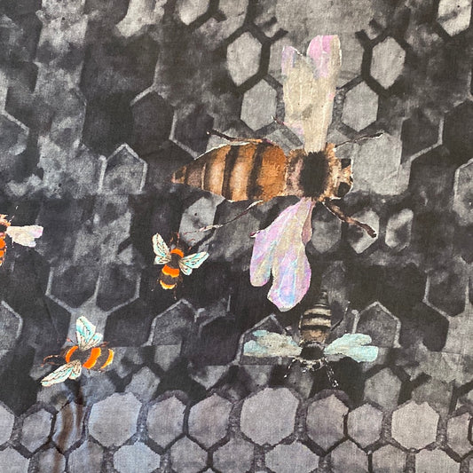 Silk Modal Linen Scarf, Bees