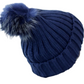 Knitted Hat With Fur Pom Pom