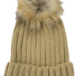 Knitted Hat With Fur Pom Pom