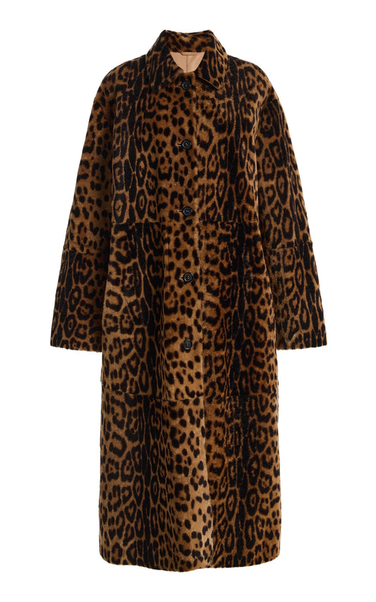 Leopard Print Davelle Shearling Coat