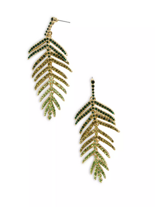 Just Breezy Pavé Leaf Drop Earrings