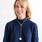 Gold Lariat Mother Of Pearl Pendant Necklace