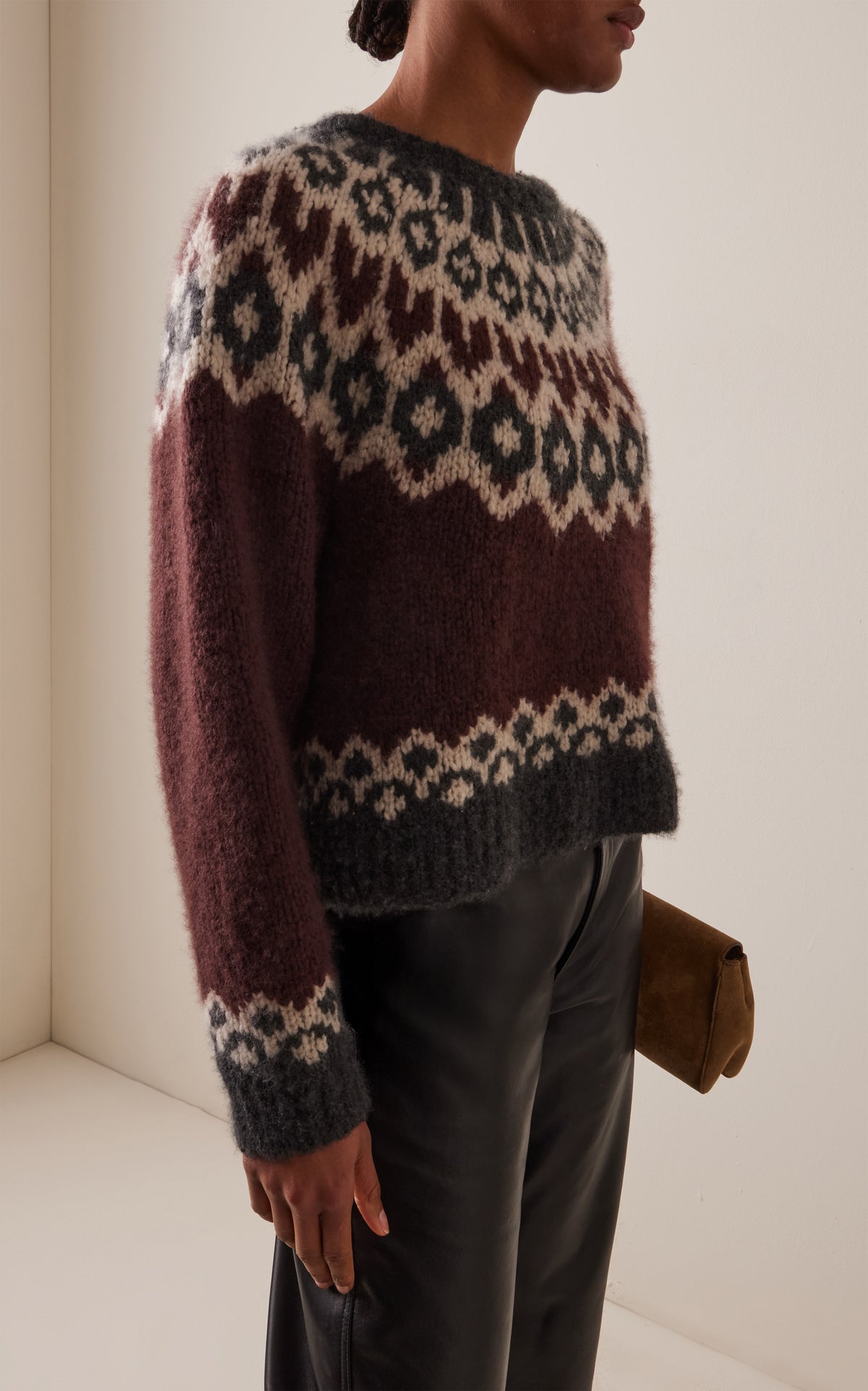 Burgundy Isaline Fair Isle Sweater