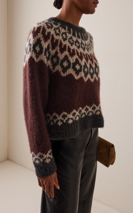 Burgundy Isaline Fair Isle Sweater