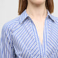 Joelle Gathered Stripe Button Front Blouse